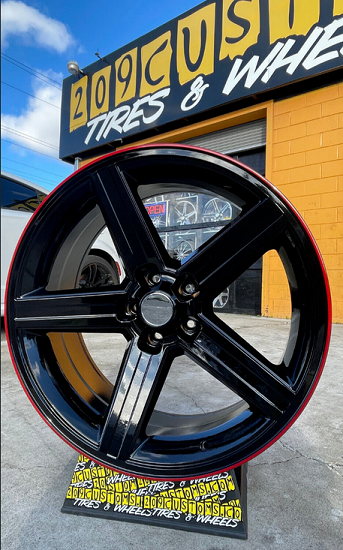 Set of 4 22" IROC WHEELS 22X9.5 5X127 +10 BLACK AND RED FITS CHEVY 1500 OBC C-10 AND MORE (WHEELS ONLY)