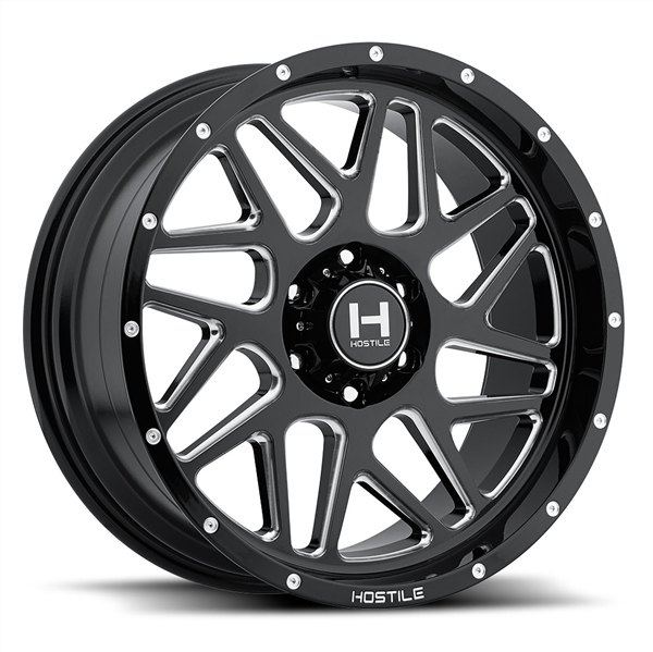20X10 HOSTILE H108 5X139.7 -19MM C.B 87 BLADE CUT (BLACK MILLED)