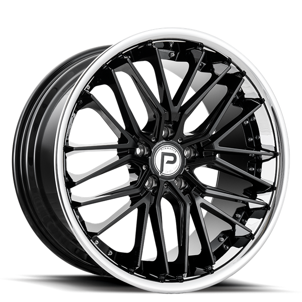 20X10 LEGACY 5X114.3 40MM C.B 73.1 GLOSS BLACK W/ SS LIP (SOLD AS STAGGERED ONLY)