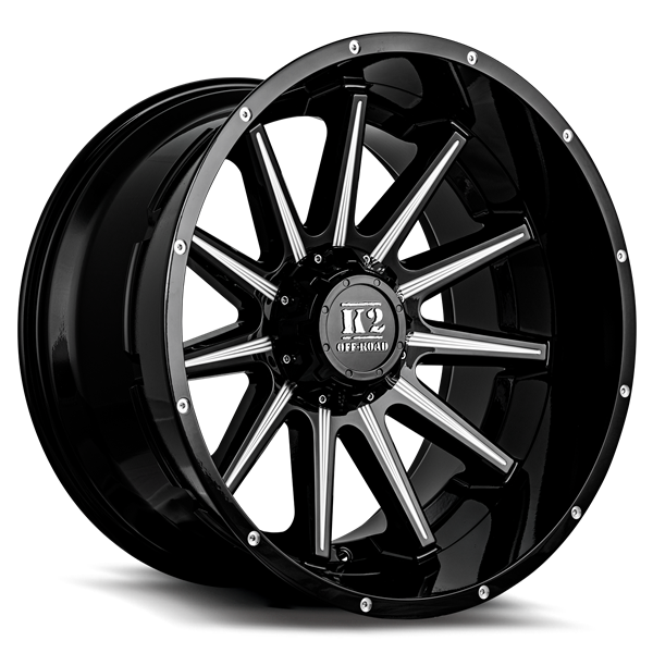 20X12 K2 TANKER 5X114.3/127 -44MM C.B 78.1 GLOSS BLACK MILLED