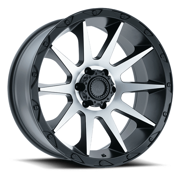 20X9 AMERICAN OUTLAW CORD 5X127 -10MM C.B. 71.6 SATIN BLACK MACHINE FACE
