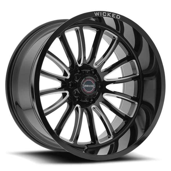 22X10 WICKED W908 6X135 -18MM C.B 87.1 GLOSS BLACK MILLED