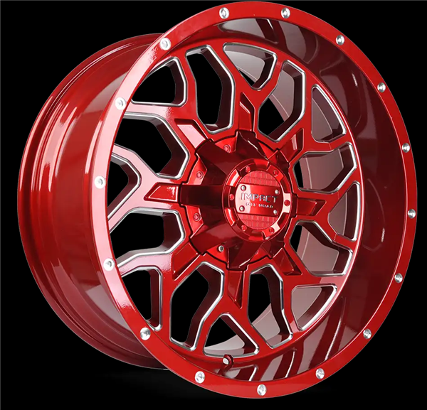 22X12 IMPACT 513 5X139.7/5X150 -44MM (110.30MM) RED MILLED WINDOWS