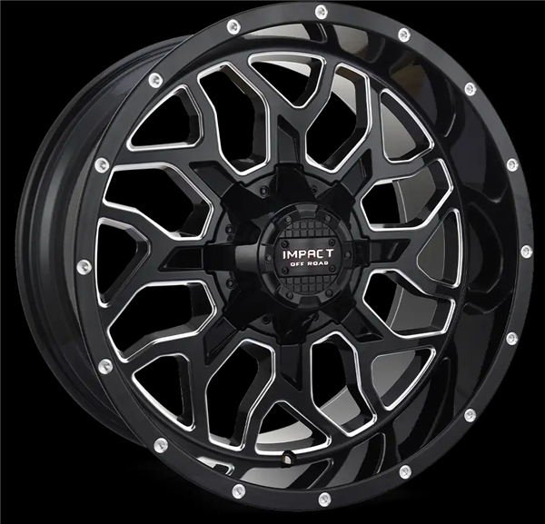 22X12 IMPACT 813 5X139.7/5X150 -44MM (110.3MM) GLOSS BLACK MILLED WINDOWS