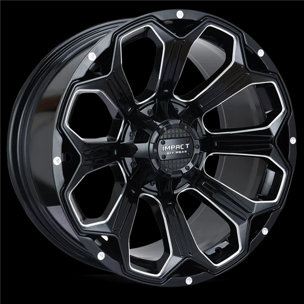 22X12 IMPACT OFFROAD 817 5X139.7/5X150 -44MM (110.3MM) GLOSS BLACK MILLED WINDOWS