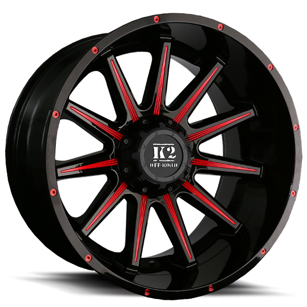 22X12 K2 TANKER 5X139.7/127 -44MM C.B 78.1 GLOSS BLACK RED MILL