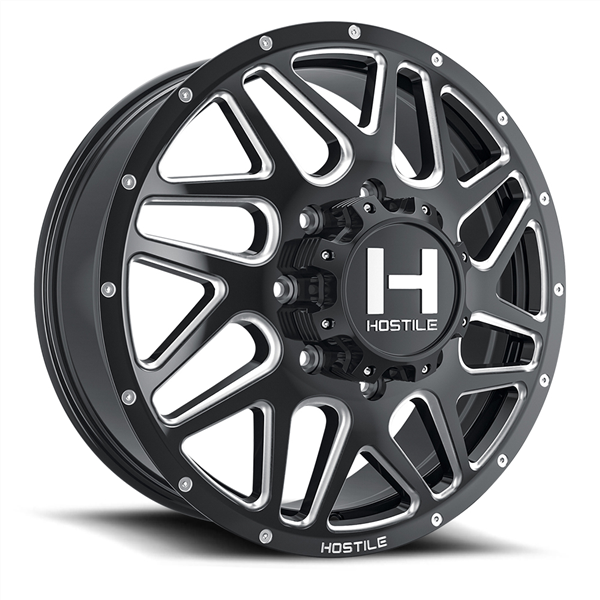 22X8.25 HOSTILE 401 8X165 +123MM C.B 154.3 (BLADE CUT) GLOSS BLACK MILLED