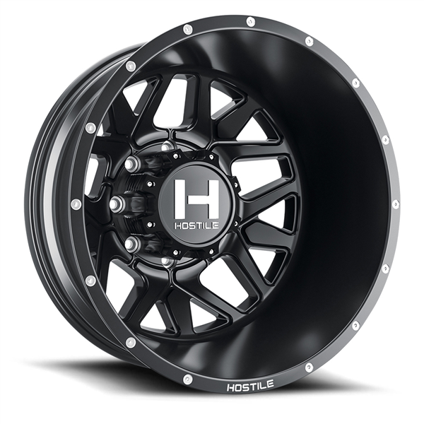 22X8.25 HOSTILE H402 8X210 -221MM C.B 154.3 ASPHALT ( SATIN BLACK ) DUALLY REAR OUTER