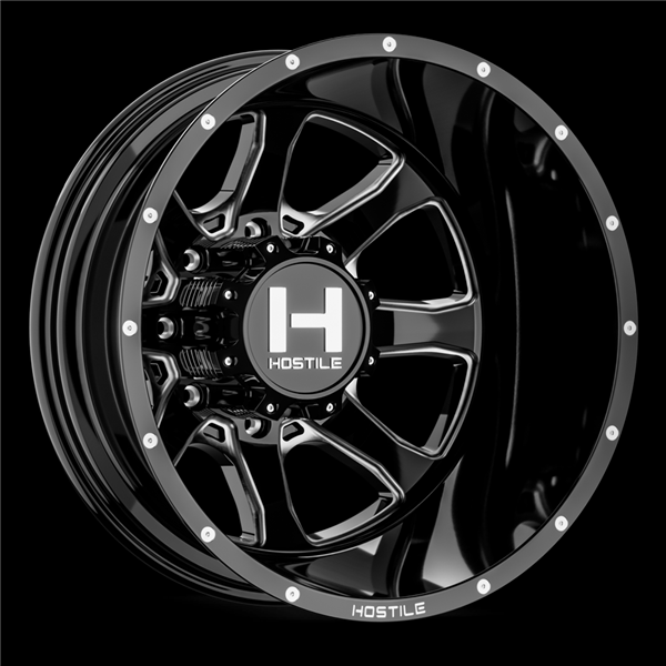 22X8.25 HOSTILE H403 8X165 -221MM C.B 121.6 (BLADE CUT) GLOSS BLACK MILLED