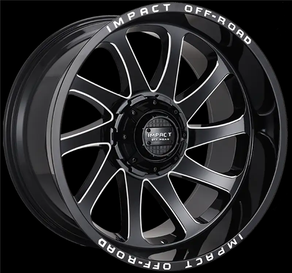 24X12 IMPACT OFFROAD 6X139.7/6X135 -12MM (106.1MM) GLOSS BLACK MILLED WINDOWS