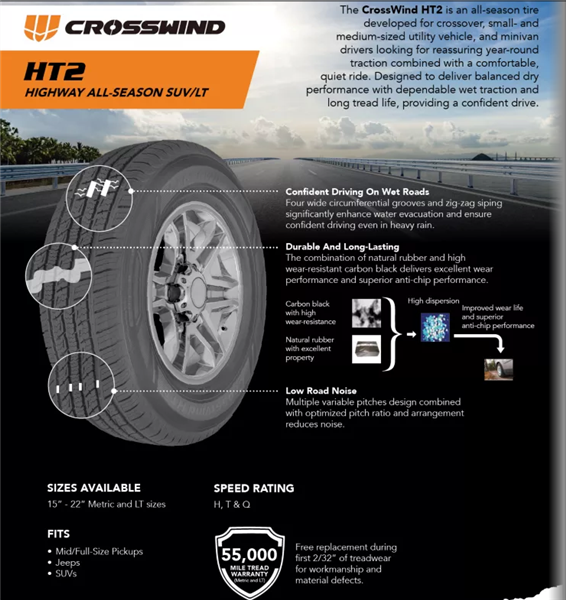 235/70R17 CROSSWIND HT2 109T XL 560 A-B 55K+ ROAD HAZARD