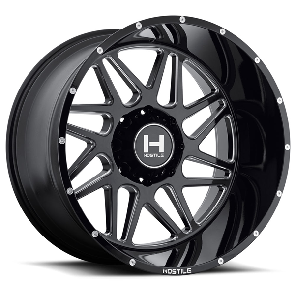 20X10 HOSTILE H108 8X180 -19MM C.B 125.2 BLADE CUT (BLACK MILLED)