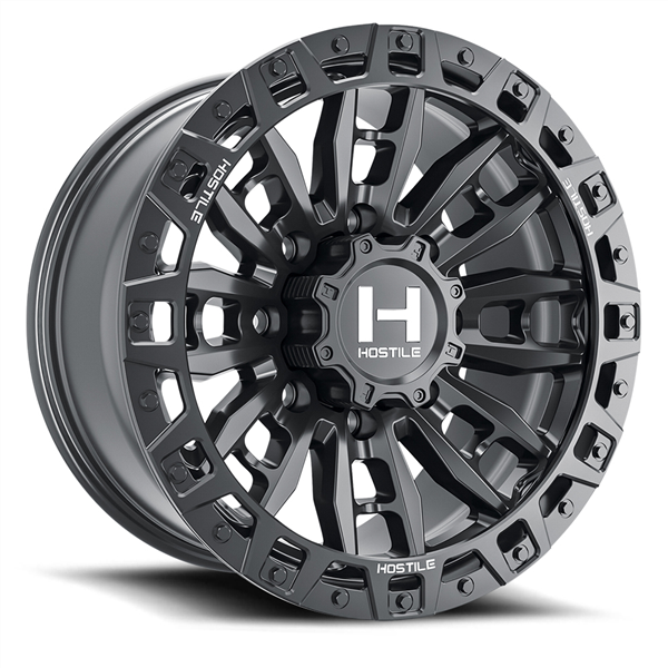 18X9 HOSTILE H130 8X180 12MM C.B 125.2MM ASPHALT (SATIN BLACK)