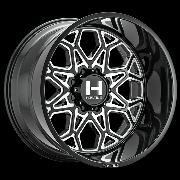 20X10 HOSTILE H132 8X170 -19MM C.B 125.2MM BLADE CUT (GLOSS BLACK MILLED)