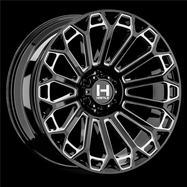 20X10 HOSTILE H142 6X135 -19MM C.B 87MM BLADE CUT (GLOSS BLACK MILLED)