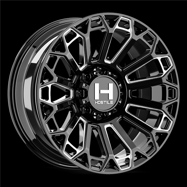 20X10 HOSTILE H142 8X180 -19MM C.B 125.2MM BLADE CUT (GLOSS BLACK MILLED)
