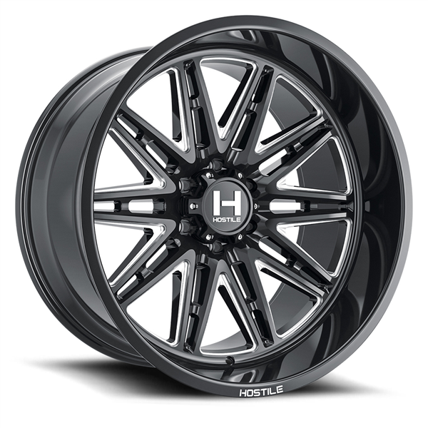 20X12 HOSTILE H126 6X139.7 -44MM C.B 106.1MM BLADE CUT (GLOSS BLACK MILLED)