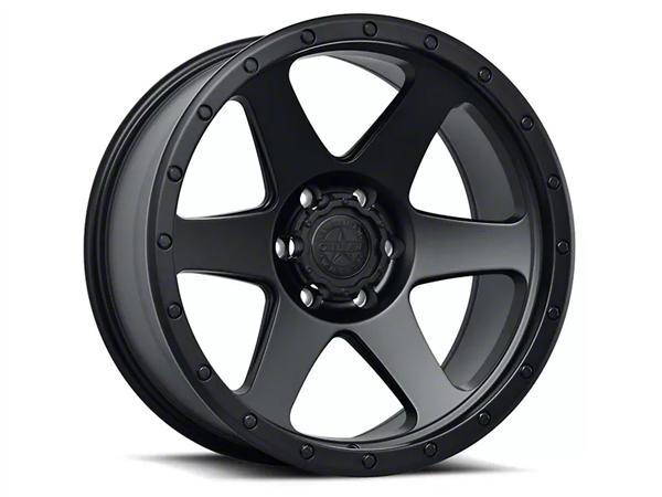 AMERICAN OUTLAW SIDEWINDER 17X8.5-10 6X139.7 C.B-106.2 BKMT SATIN BLACK W/BLACK RIVETS