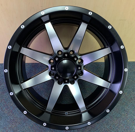 HAVOK H112 20X10-24 8X165 C.B-125 DFB+MO+MR MATTE BLACK MACHINE FACE
