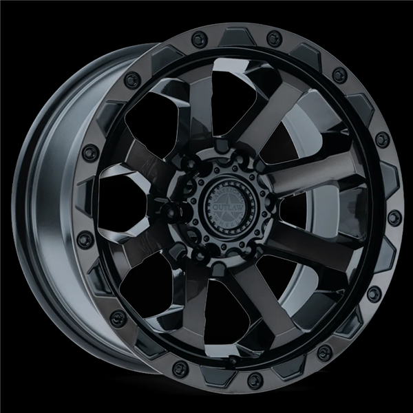 AMERICAN OUTLAW CAPONE 17X8.5+0 6X139.7 C.B-106.1 MFBKTD GLOSS BLACK W/MACHINED FACE BLACK TINT
