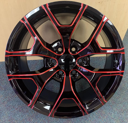 STW288-M 22X9.5+30 6X139.7 C.B-78.1 B+MW+TR3 MILLED WINDOW**GMC REPLICA*****BLACKFACEREDWINDOW****