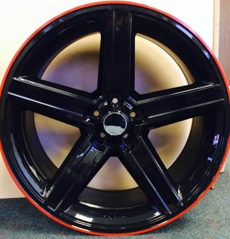 IROC 248T-M 20X8.5+10 5X115 C.B-74.2 B+RLIP BLACK WITH RED LINE ON THE LIP***SPECIAL***