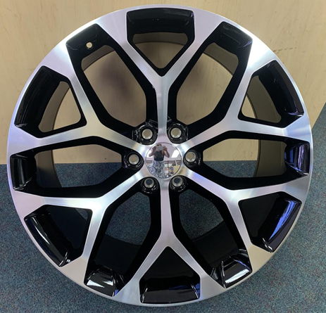 STW348-M 22X9.5+30 6X139.7 C.B-78.1 B+M BLACK/MACHINE**SNOWFLAKE REPLICA**