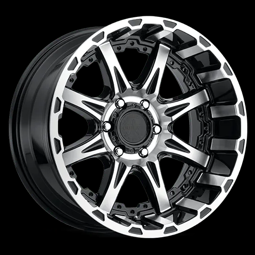 AMERICAN OUTLAW DOUBLESHOT 20X10-18 5X127 C.B-78.1 GLOSS BLACK MACHINE FACE