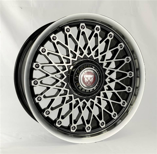 REPLICA XW039 18X8+35 5X108+5X114.3 C.B 73.10 BLACK POLISHED MACHINE FACE*JAGUAR FLODED CAP*