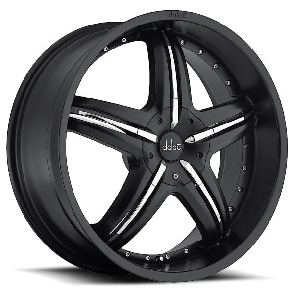 DOLCE DC26 18X7.5+45 4X100+4X114.3 C.B 73.10 MATTE BLACK W/ CHROME ACCENTS
