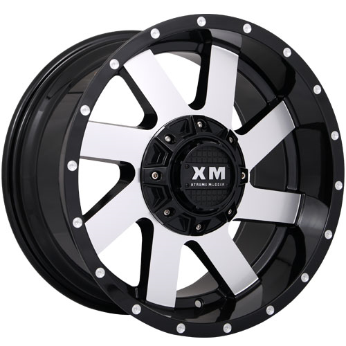 XTREME MUDDER XM-322 18X9+0 5X139.7+5X150 C.B 110 GLOSS BLACK MACHINED FACE