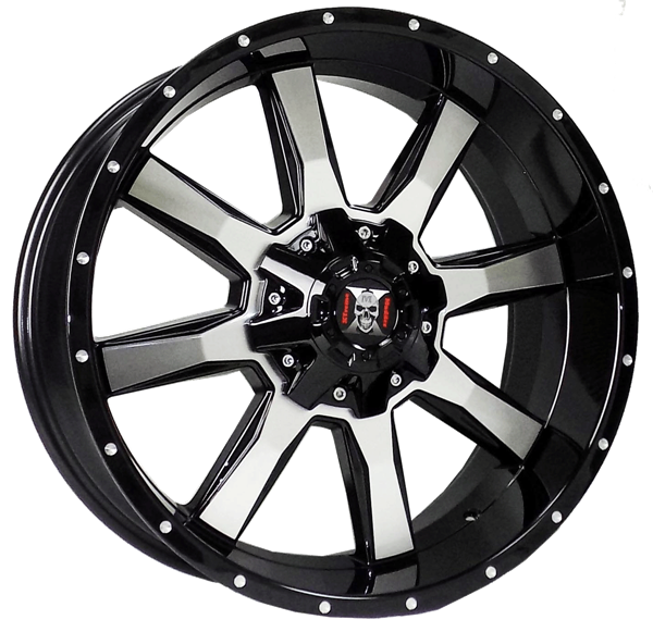 XTREME MUDDER XM-201 A861 20X9+18 5X127+5X139.7 C.B 87.10 GLOSS BLACK MACHINE FACE MILLNIG DOTS [NO