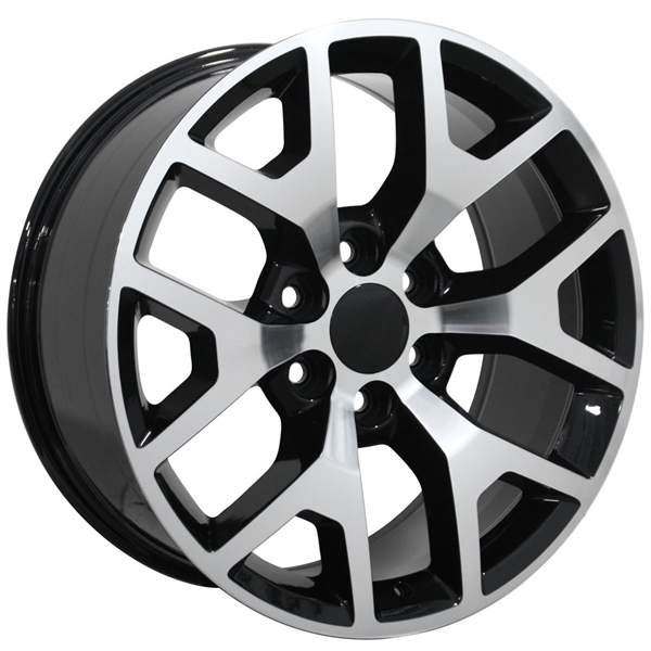 2113 [GMC SIERRA] REPLICA 22X9+25 6X139.7 C.B 78.10 BLACK MACHINE FACE