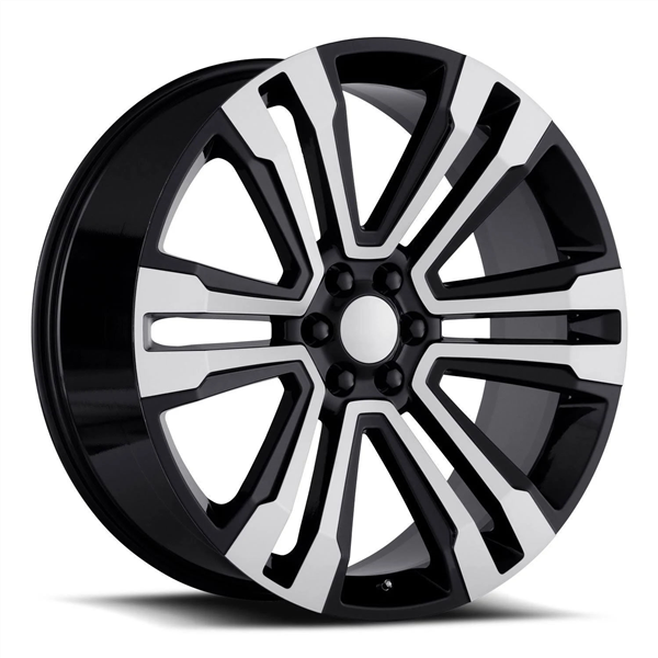 2118 CHEVY,GMC REPLICA 22X9+24 6X139.7 C.B 78.10 BLACK MACHINE FACE