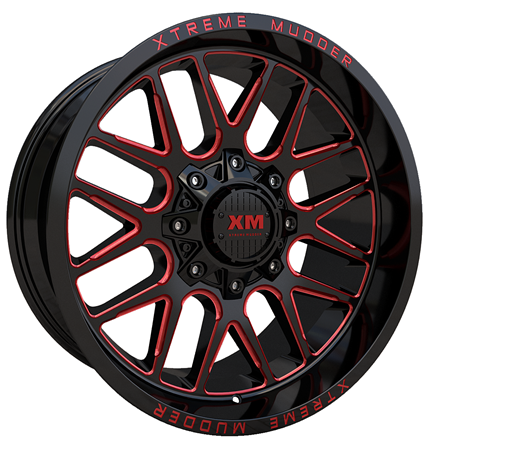 XTREME MUDDER XM-338 20X10-6 5X139.7+5X150 C.B 110 GLOSS BLACK RED MILLED