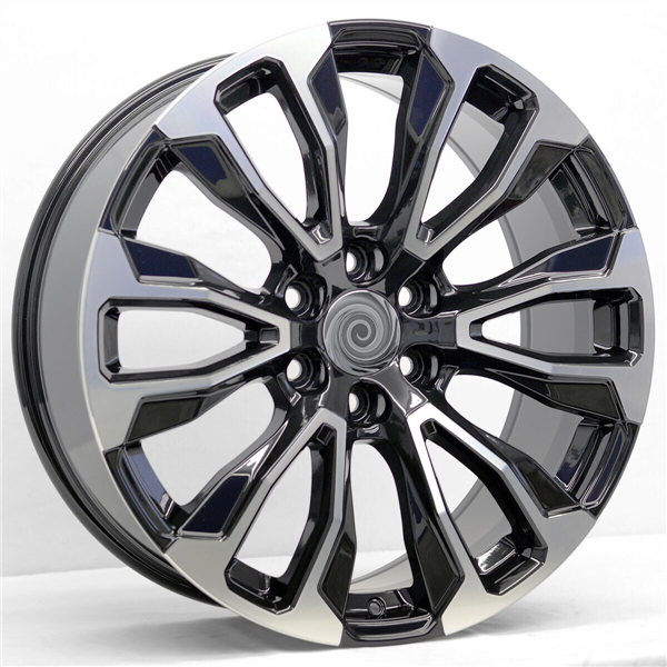 2119 CHEVY, GMC, CADILLAC REPLICA 22X9+31 6X139.7 C.B 78.10 BLACK MACHINE FACE