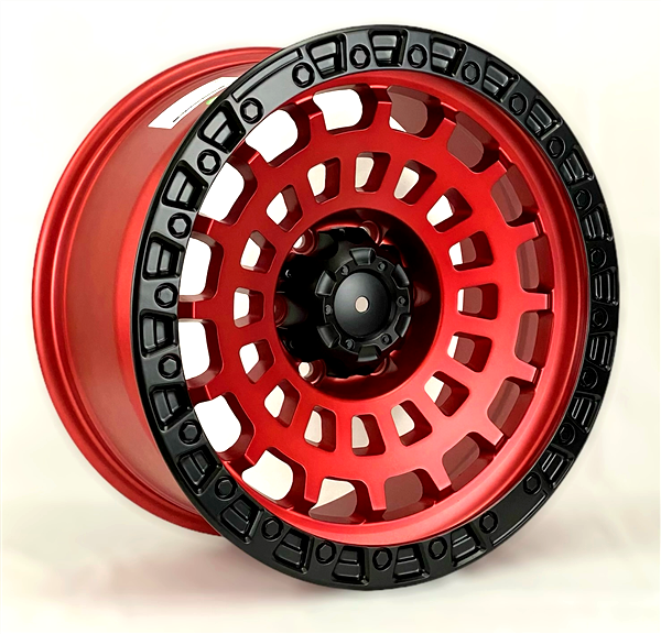 DARK-BB 18X9+0 6X139.7 C.B 106.1 MATTE RED+BLACK BEAD RING**MR+BL**