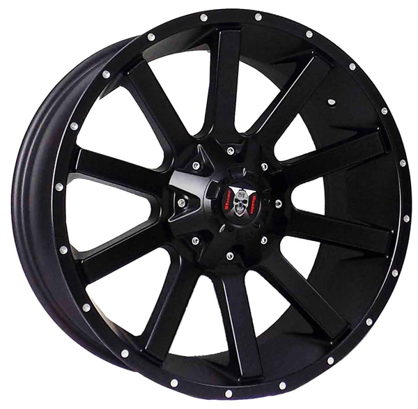 XTREME MUDDER XM-307 A380 20X10-12 6X135+6X139.7 C.B 110 BLACK MILLING DOTS [NO LOGO]