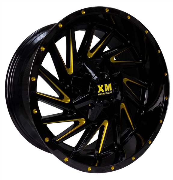 XTREME MUDDER XM-316 1241 20X10+0 5X115+5X127 C.B 78.10 GLOSS BLACK YELLOW MILLED