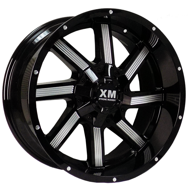 XTREME MUDDER XM-322 8026 20X12-44 5X139.7+5X150 C.B 110 GLOSS BLACK MILLING FACE