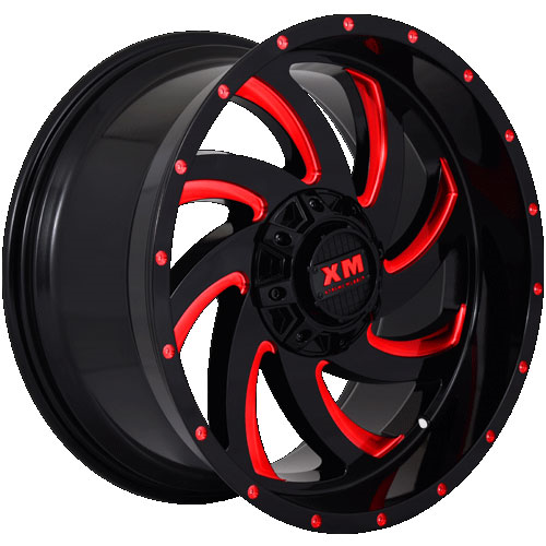 XTREME MUDDER XM-324 20X10-12 6X135+6X139.7 C.B 106 GLOSS BLACK RED MILLED