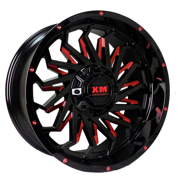 XTREME MUDDER XM-330 20X10-12 6X135+6X139.7 C.B 108 GLOSS BLACK RED MILLED