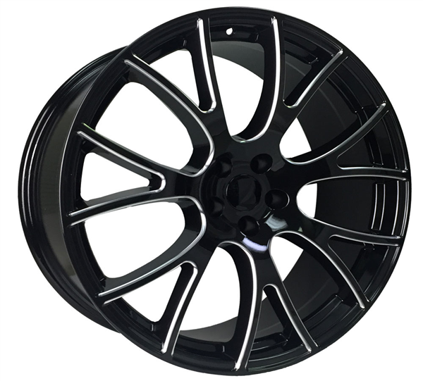 LT708 DODGE HELLCAT SRT REPLICA 22X9+21 5X115 C.B 71.50 GLOSS BLACK MILLED