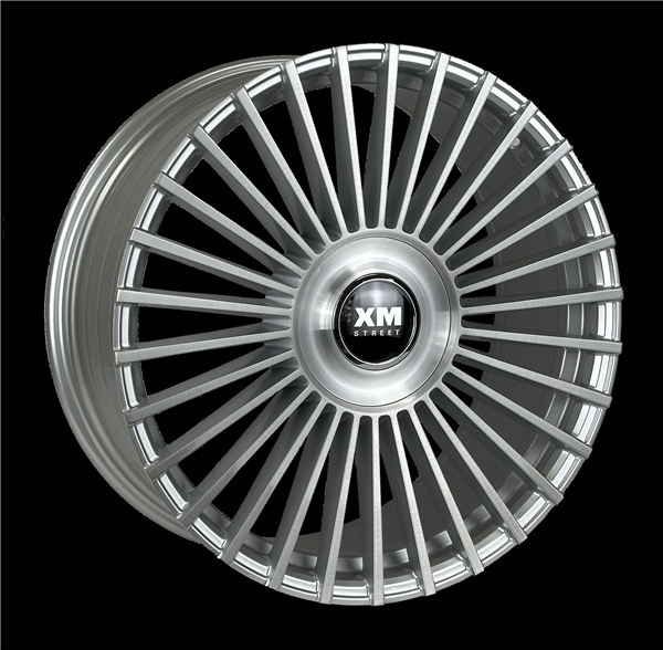 XM STREET XM-612 22X8.5+35 5X112+5X114.3 C.B 73.10 SILVER BRUSH *FLOW FORMING**FLOATING CAP*