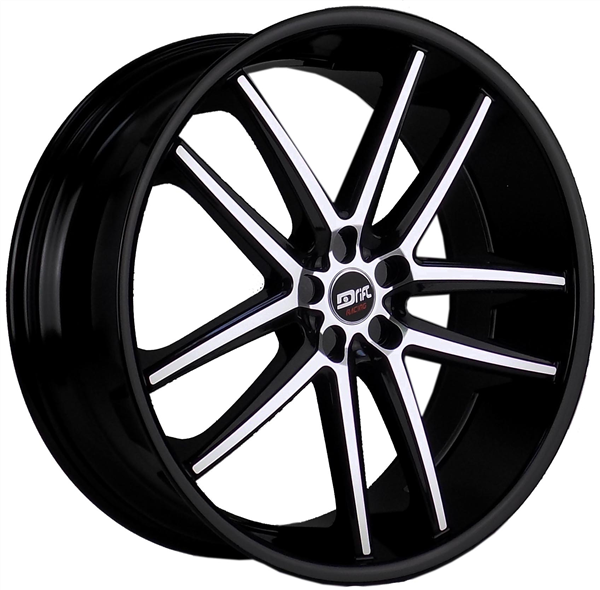 DRIFT RACING DR12 L912 22X9+30 5X114.3 C.B 74.10 GLOSS BLACK MACHINE FACE BLACK LIP
