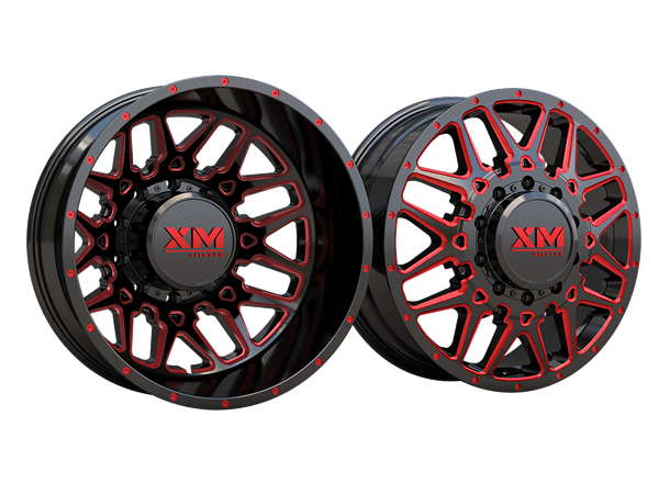 XTREME MUDDER XM-900 FRONT 22X8.25+105 8X200 C.B 142 BLACK RED MILLED