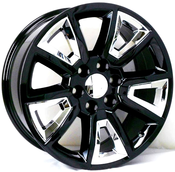 CHEVY TAHOE REPLICA 59963 22X9+24 6X139.7 C.B 77.60 GLOSSY BLACK+CHROM INSERT