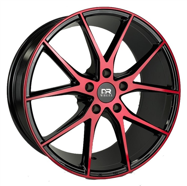 DRIFT RACING DR70 AO7000 18X8+35 5X112 C.B 66.56 BLACK MACHINE FACE+RED PAINT** FORGED FLOW FORMED*