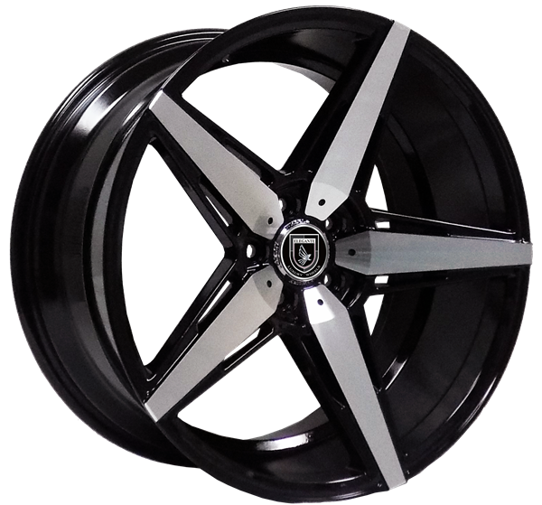 ELEGANTE E-05 A0082 20X10+38 5X120 C.B 74.10 BLACK MACHINED FACE***STAGGERED***