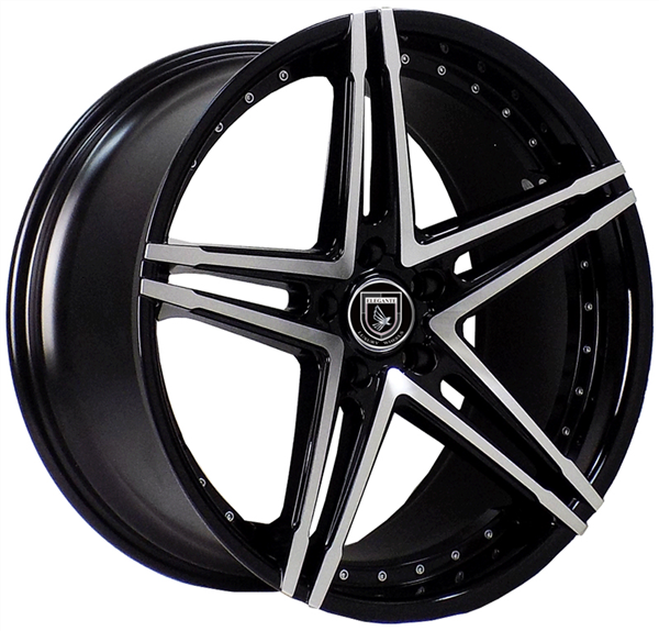 ELEGANTE AX571 20X10+40 5X114.3 C.B 73.10 BLACK MACHINED FACE****STAGGERED***